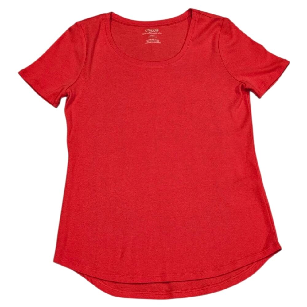 Chico's The Ultimate Tee 100% Cotton Short Sleeve Shirt Size 0